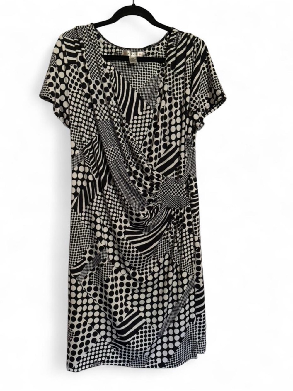 AA Studio AA Black White Polka Dot Faux Wrap Dress Plus Size 16W